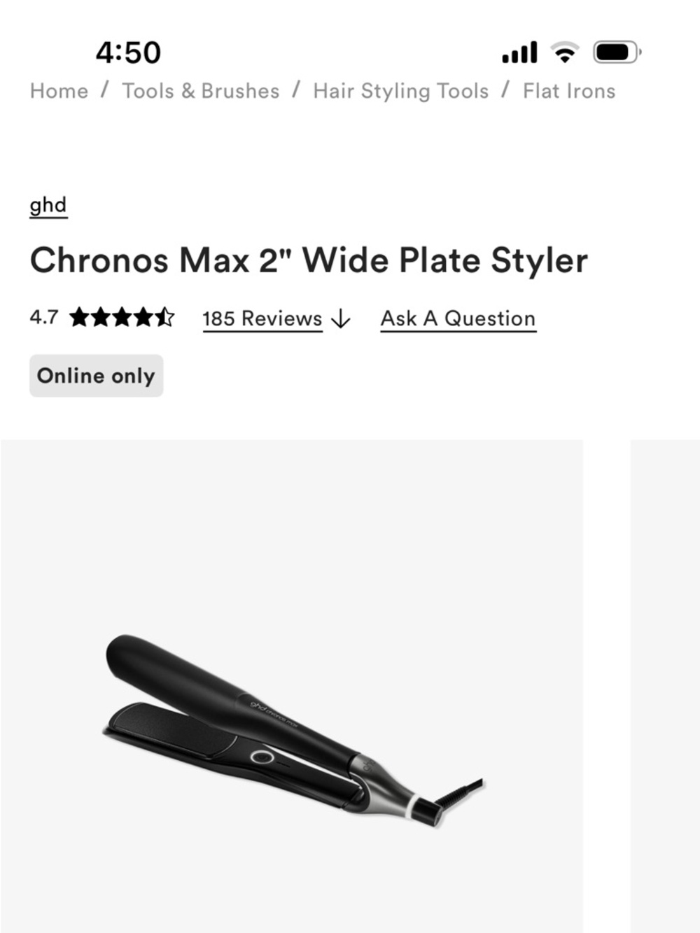 ghd Chronos Max Black Wide Plate Hair Styler